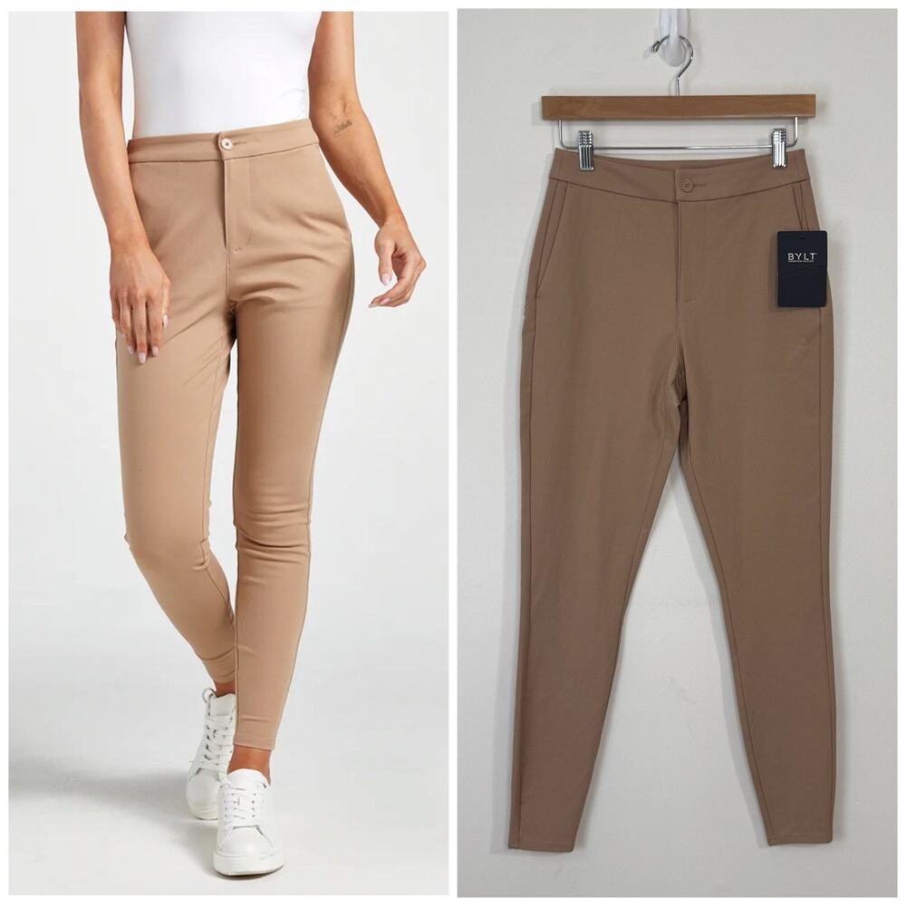 NWT BYLT Premium Women’s Everyday Ankle Pants Size S Dune Stretch High Rise